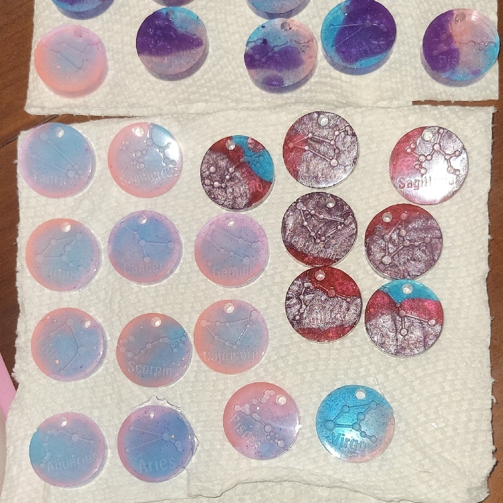 Zodiac Handmade Resin Tag Or Charm For Crafting Earrings, Keychains, Or More!